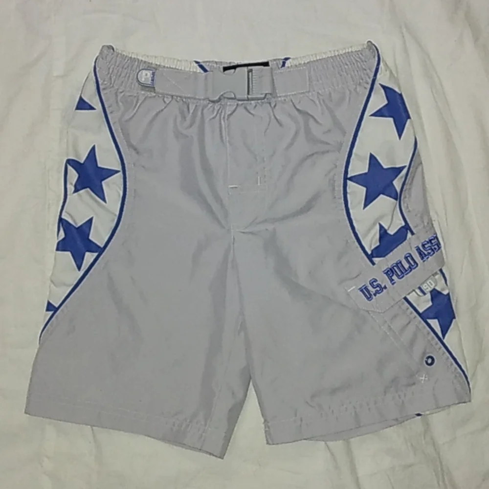 U.S. Polo Assn. Boy's Swimming Trunks. Size 2T. Gray and Blue.